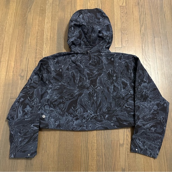 Lululemon athletica zip up hooded black blue windbreaker jacket - Picture 2 of 8